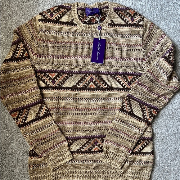 Ralph Lauren Purple Label Geometric Hand Knit Sweater - Picture 1 of 2